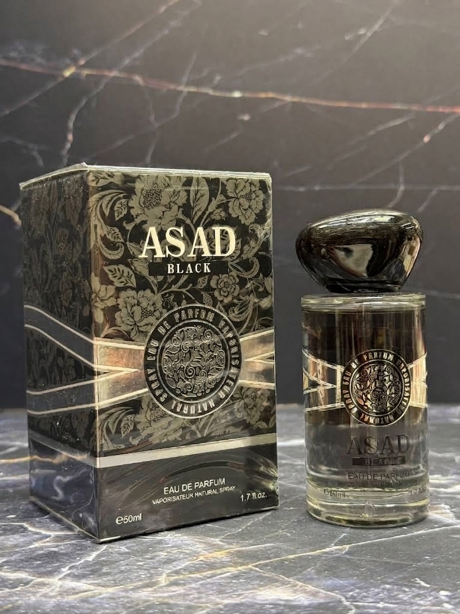 Парфюм Asad Black, чёрный флакон 50 мл